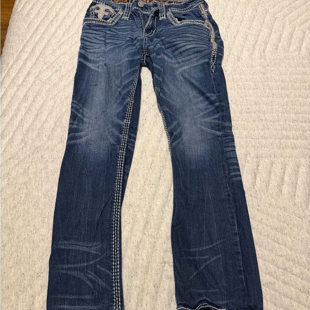 Rock Revival Blue Bootcut Jeans for Men